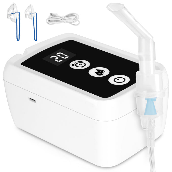 Smart Nebulizer Machine for Adults and Kids, Nebulizer for Breathing Treatment Timing Function Nebulizer with Mouthpiece Adults&Chlid Masks